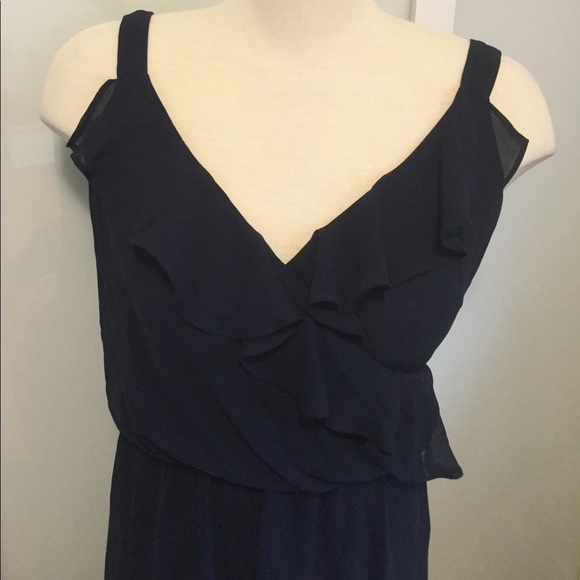 NWT Chaps by Ralph Lauren Navy Chiffon Midi Dress - Picture 3 of 5